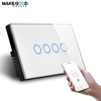 Makegood Wi-Fi Alexa 4 Gang Touch Switch US/AU standard touch glass WIFI light switch SAA smart wall switch