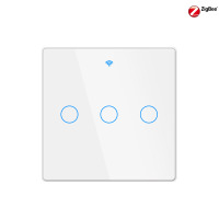 GDKES ZIGBEE 16A Fingerprint Proof 2.5D Glass Touch  Switch 3 Gang