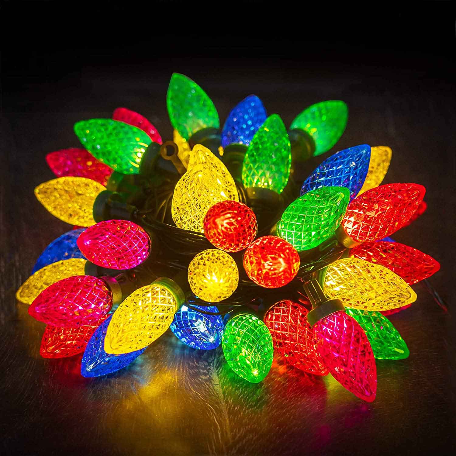 C7 Bulbs String Lights Smart Wifi Strawberry String Lights Fairy Xmas ...