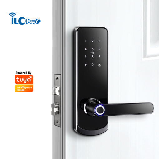 iLockey High Quality Smart Card Keyless Digital Fingerprint Door Lock with Tuya APP