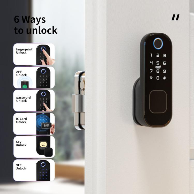 スマートロック、配線屋外防水 Tuya スマートロック両面指紋ロック IC 