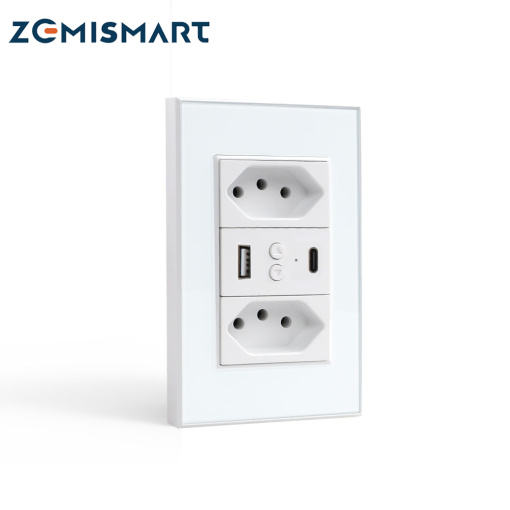 Zemismart Wi-Fi Smart Brazil Socket with USB Port Type-C Two Brazil Outlets Support Alexa Google Home Smart Life App