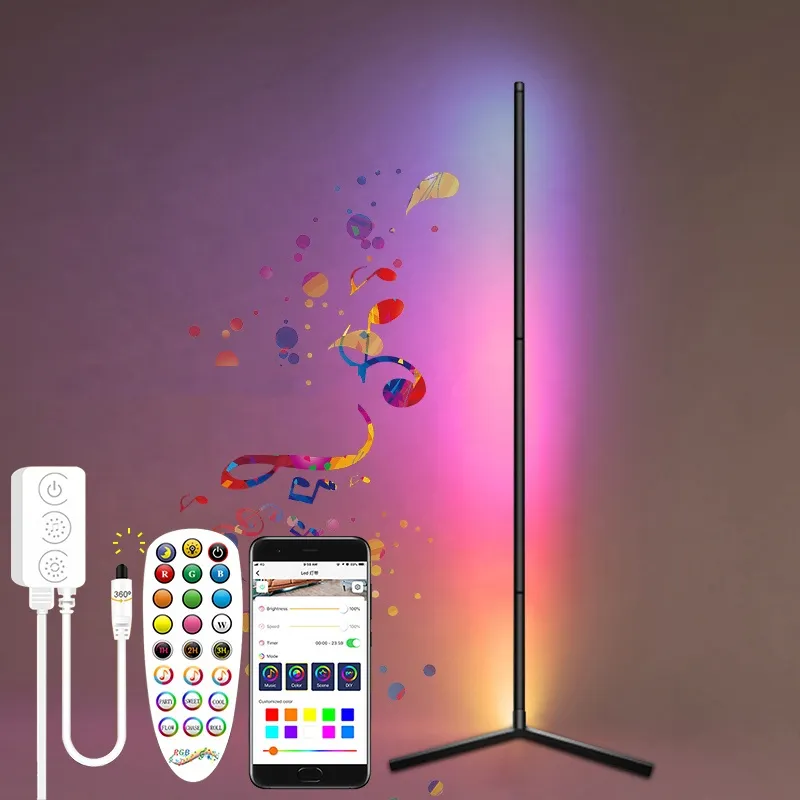 New RGB smart Floor Lamp Standing Corner Lighting Simple LED Rod Floor