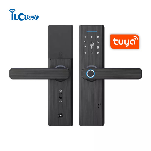 iLockey Wi-Fi App home Biometric Fingerprint Scanner Passcode RFID Door Handle Smart Door Lock