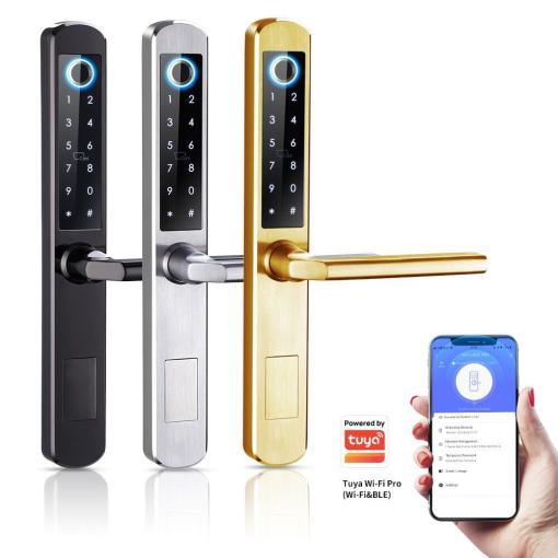 Smart Slim Lock Aluminum Sliding Door Fingerprint Lock App Control