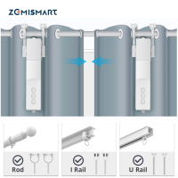 Zemismart Zigbee Electric Curtain Robot Rechargeable Motor For Roman Rod I Type U Type Tracks Alexa Google Home Con