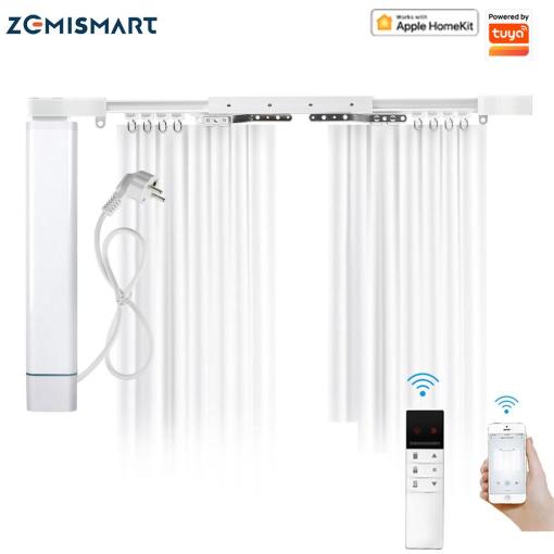 Zemismart Tuya Wi-Fi Smart Curtain Motor With Track Work with Homekit Siri Alexa Voice Remote Timer Control