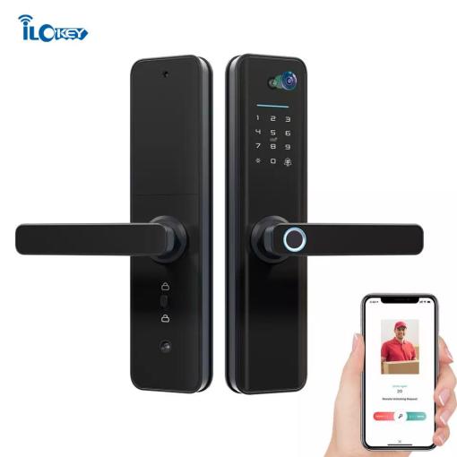 iLockey Lock Manufacturers Wifi Tuya Smart Life App Password Mortise Lock Smart Door Lock with Camera