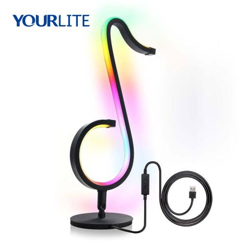 Yourlite Smart Remote Control Musical Note Bedside Atmosphere Lamp RGB Color Changing Night Light With USB Plug