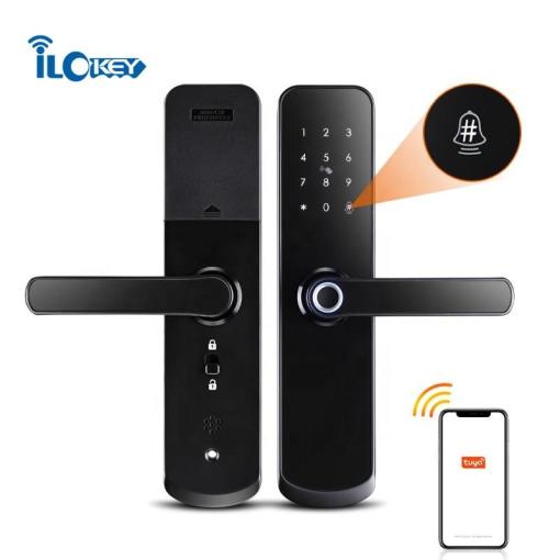 Ilockey Waterproof Outdoor Password Card Key Wifi Smart Door lock with Fingerprint