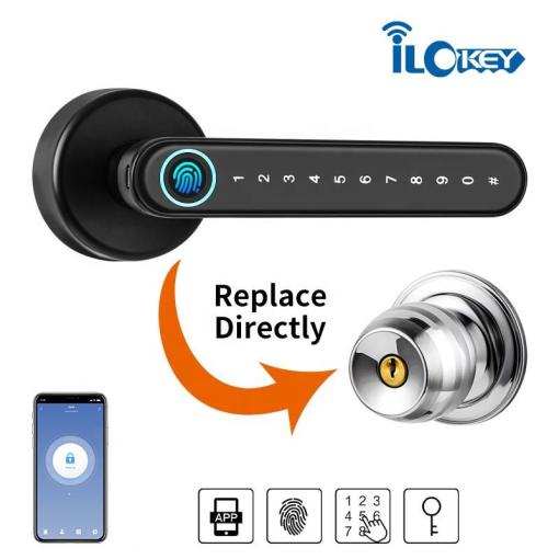 iLockey Wi-Fi APP Smart Locks Door Knob Digital Fingerprint Digit Smart Door Lock