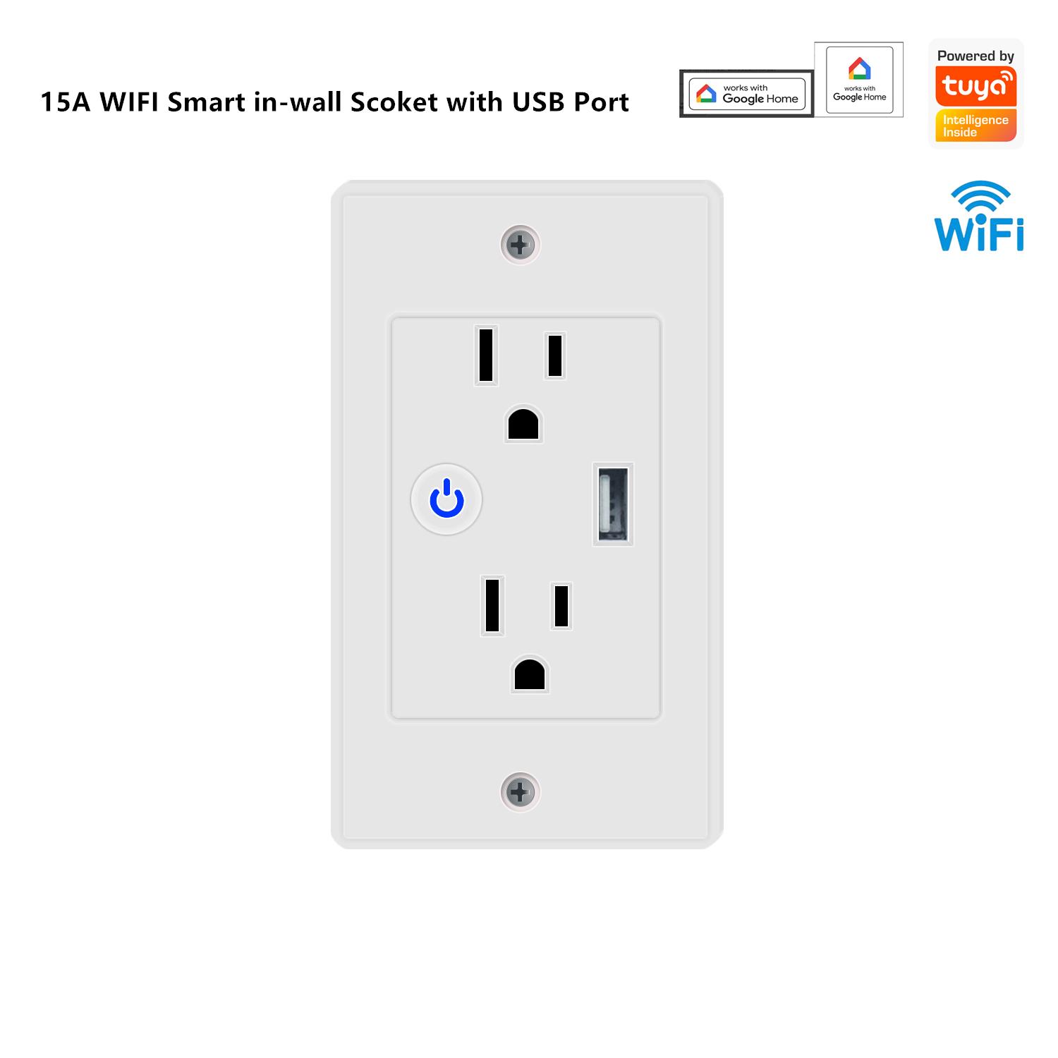 US WIFI Smart inWall Socket with Single Doubel Smart Sockets Google