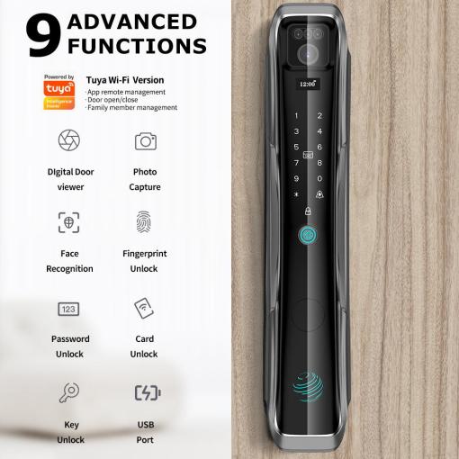 Digital Camera 3D Face Recognition Lock APP Fingerprint Remote Unlock Big Moritse Security Maindoor Lock