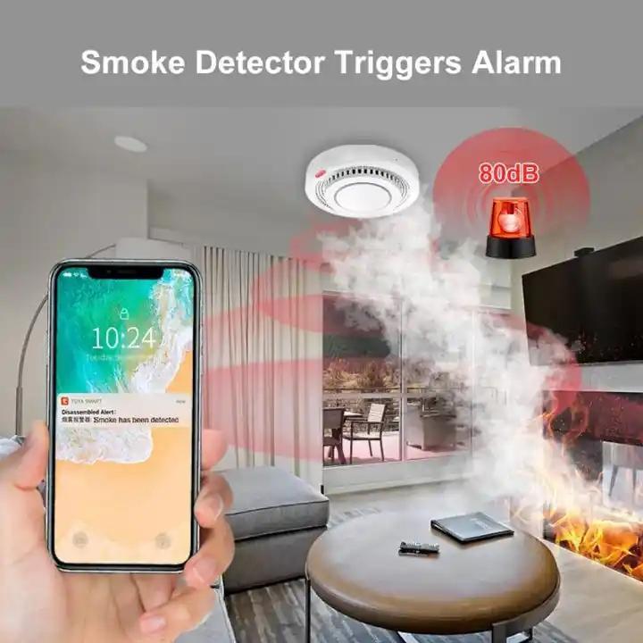 WiFi Smart Smoke Sensor Fire Detection Fire Alarm Home Security System Works with the Google Assistant | Alarm Hub | TuyaExpo