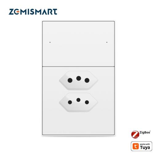 Zemismart Zigbee 10A+20A Brazil Socket Tuya 2 Poles Brazilian Wall Outlet Smartthings Homekit Google Home